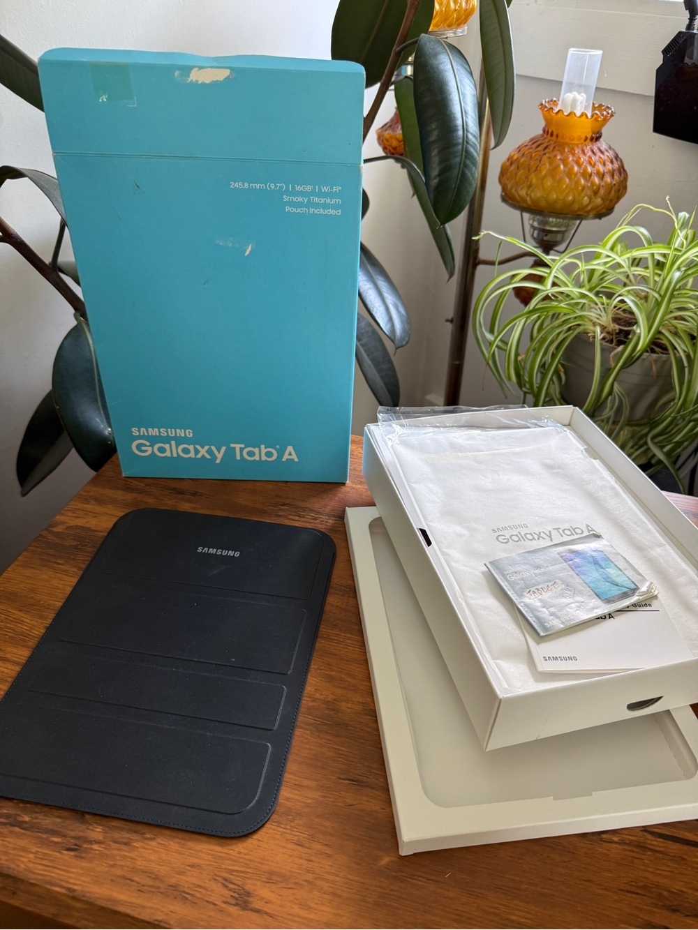 Samsung Galaxy Tab A with Black Smart Cover and Aqua Retail Box BOX ONLY